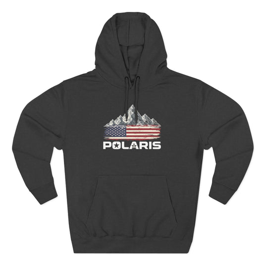 American Mountain Flag Hoodie — Vintage USA Off-Road Adventure Fleece Pullover